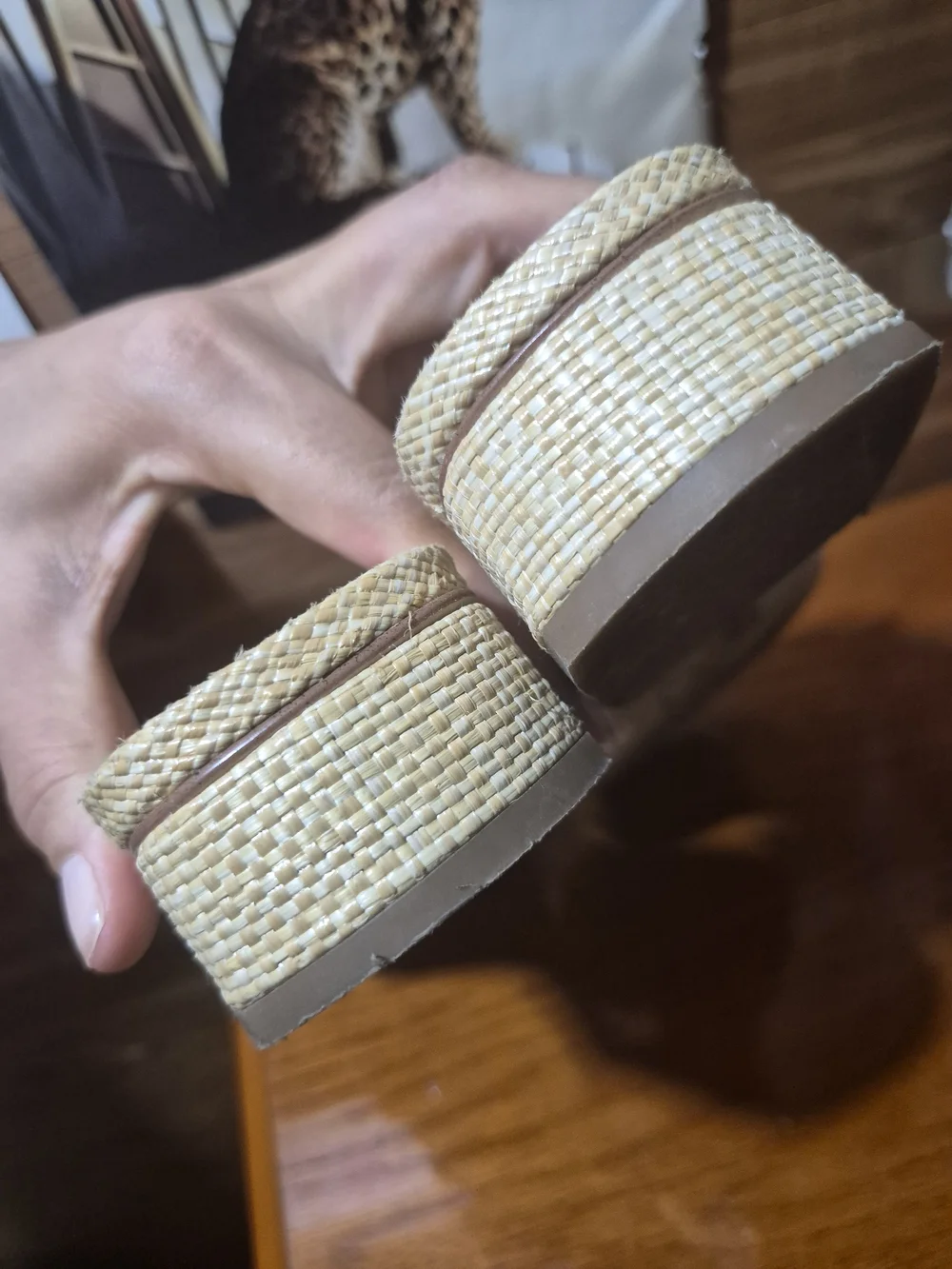 Sam Edelman Natural Raffia Slide Sandals with Beaded Buckle